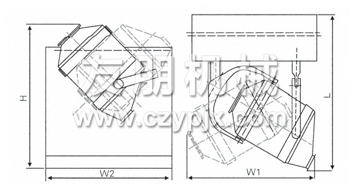 三維運動混合機結構示意圖